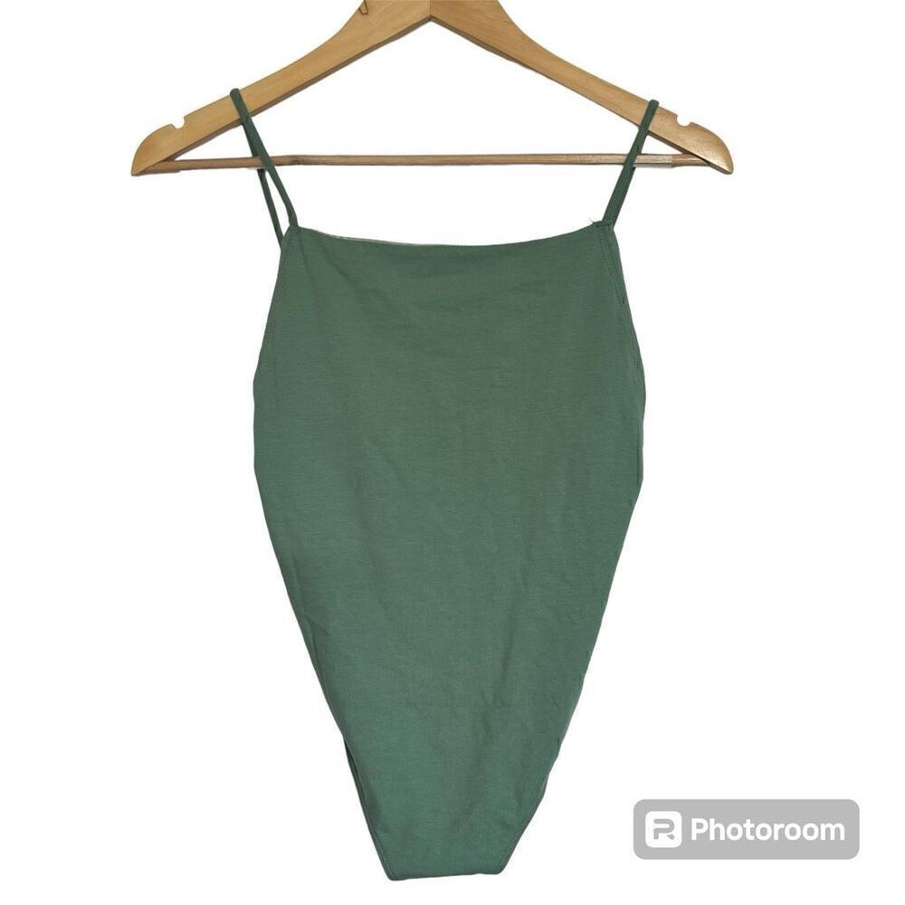 Free people bodysuit square neck green medium new